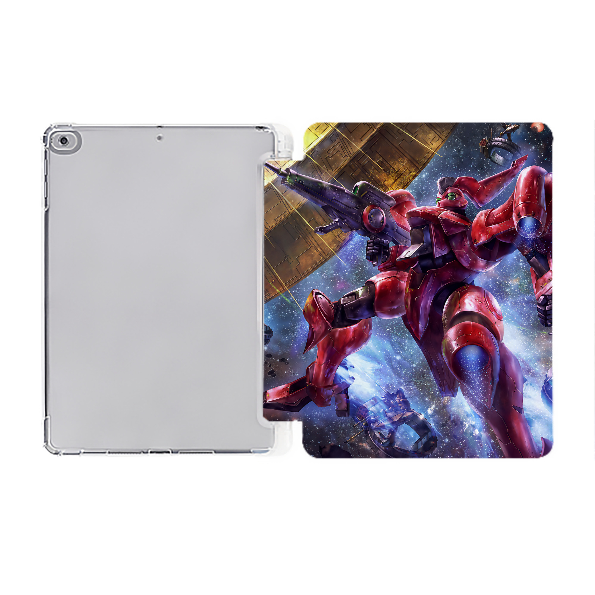 （画像用） 機動戦士ガンダム Mobile Suit Gundam IPad ケース ペン収納付き 三つ折りスタンド PUレザー×シリコン 対応機種9.5/10.5/10.9インチ